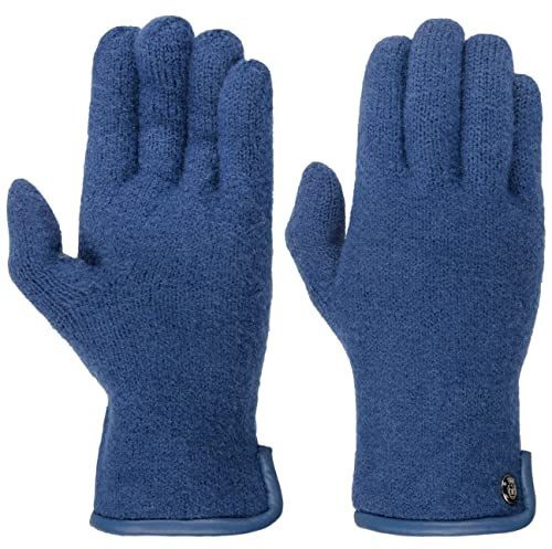 Roeckl Wollhandschuhe mit Lederpaspel Damen - Strickhandschuhe Fingerhandschuhe Herbst-Winter - 7 HS royalblau
