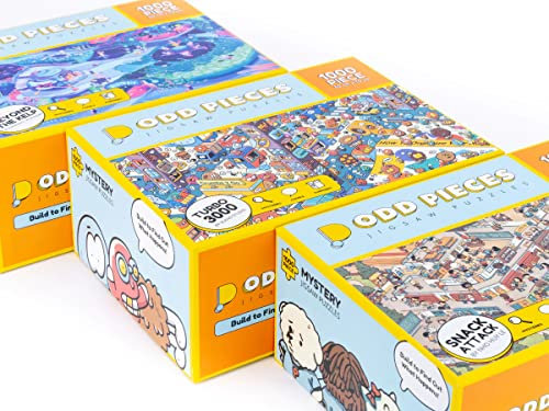 Odd Pieces Mystery-Puzzle – 1.000 Teile mit Comics zum Geschichtenerzählen, geheimes Ende – für Erwachsene und Kinder – 50 x 70 cm rahmenbare magische Kunst (3er-Pack) – Serie 1