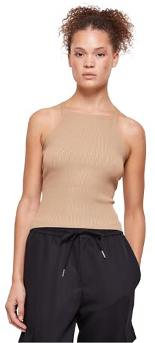 Urban Classics Damen Top Ladies Rib Knit Crossed Back Top unionbeige M