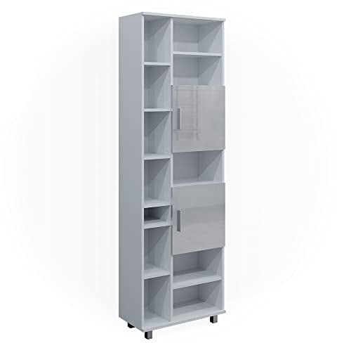 Vicco Badschrank Ilias, Badezimmerhochschrank, Weiß Hochglanz, 60 x 190 cm