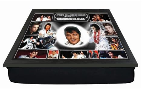 Personalised Presley King of Rock n Roll Lap Tray with Cushion | Name Print | Unique Elvis Presley gift | Cushioned lap tray with personalised photo, perfect for sofa or dinner