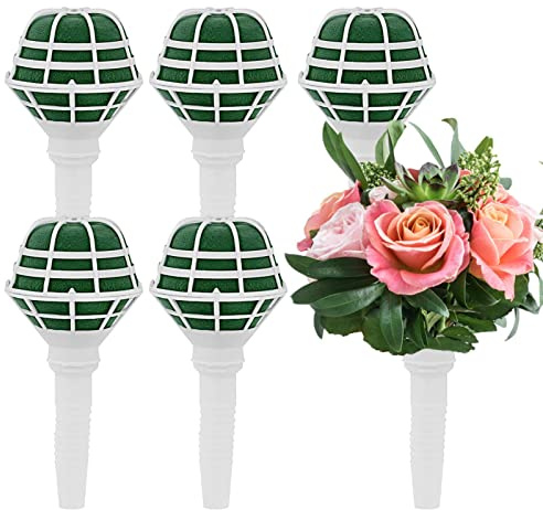 LINGJIONG Brautstrauß-Halter,6 STÜCKE Blumenstraußhalter - DIY-Hochzeits-Schaum-Blumenstrauß-Griff, Brautblumen-frische künstliche Blumen-Halter-Dekoration, Blumen-Blumenstrauß-Zusätze