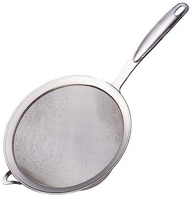 FELTECHELECTR Tamiz De Harina De Mano Inoxidable Práctico Colador De Malla Para Repostería Accesorio De Cocina Hogar Tamizador De Harina Mango