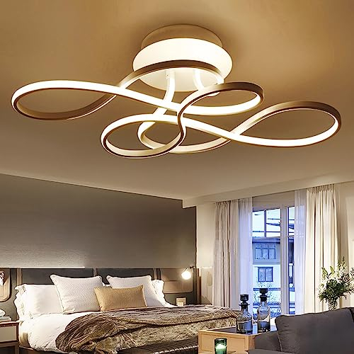 LED Deckenleuchte Dimmbar Deckenlampe Wohnzimmer Modern Mit Fernbedienung Golden Acryl Kurve Design Deckenstrahler Schlafzimmer Esszimmer Restaurant Beleuchtung Küche Dekorative Deckenlicht ( Größe :