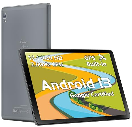 Topsand Latest Android 13 Tablet, 10.1 Inch Tablet with 2.0 GHz Quad-Core Processor, 64GB ROM, 1TB Expandable, Dual Auto Focus Camera with Face ID Unlock, GPS, Parental Control, 2.4G & 5G WiFi Tableta