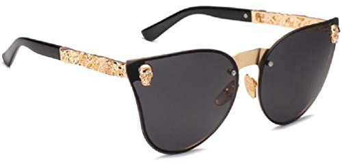 FackLOxc Totenkopf Frauen Für Katzenauge Sonnenbrille Vintage Übergroße Randlose Spiegel Cateye Eyewe Damen Sonnenbrille UV-Schutz, rot