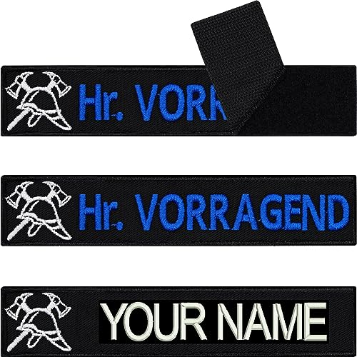 FEUERWEHR Klett Patch personalisiert Namensschild für Uniform | Aufbügler/Klettpatch Abzeichen Freiwillige Feuerwehr Axt & Helm | 125x25mm