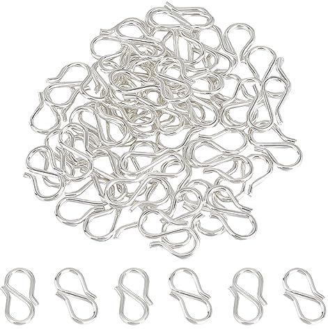 UNICRAFTALE 50 STK Silber S Haken Verschlüsse 304 Edelstahl Drahthaken Mit Doppelter Öffnung Klemm Verschluss S Förmige Schmuck Verschluss Für Halsketten Armbänder Schmuckherstellung 13 mm