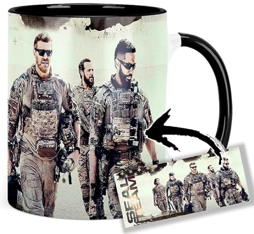 Seal Team David Boreanaz Max Thieriot Tasse Innen & Henkel Schwarz Keramikbecher Mug