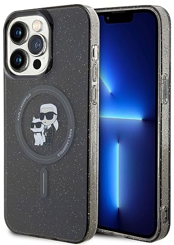 Karl Lagerfeld KLHMP15LHGKCNOK Hülle für iPhone 15 Pro 6.1 Schwarz hardcase Karl&Choupette Glitter