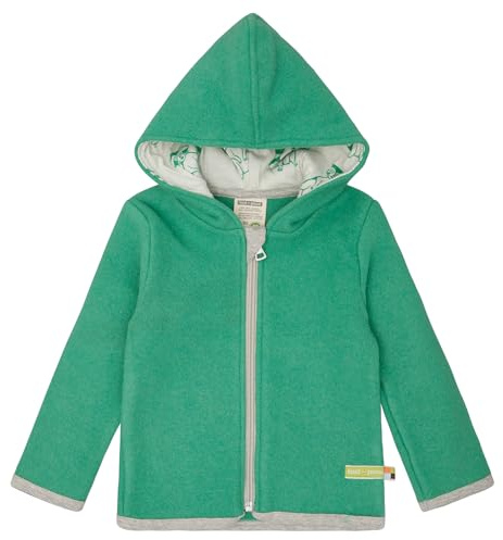 loud + proud Unisex Kinder Wollfleece mit Kapuze, Gots Zertifiziert Fleecejacke