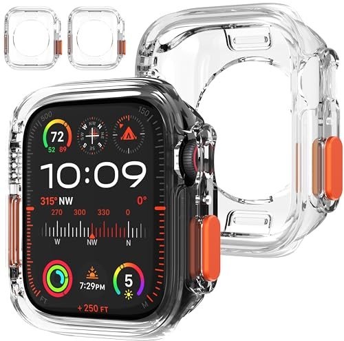 Diruite 2 Pezzi Cover per Apple Watch Series 9/8/7/6/5/4/SE 44mm/45mm Custodia,Resistente Agli Ultrasottil TPU Morbida Case Protettiva per iWatch 44mm/45mm Hollow Out Cover,Senza Schermo