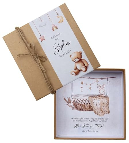 ZauberDeko Geldgeschenk Kraft Verpackung Personalisiertes Geschenk Geburt Taufe Hase Bär