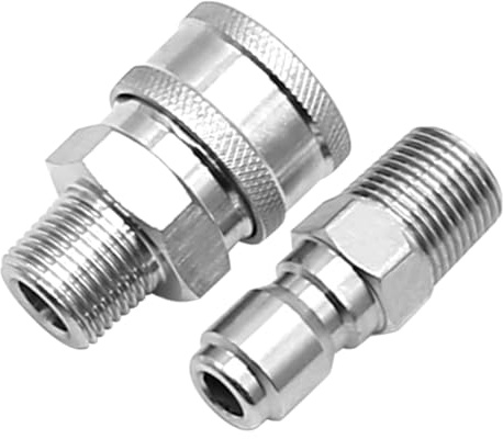 laffoonparts 2 Pieces Pressure Washer Quick Connect Kit, Pressure Washer Connector, 3/8'' Male Thread Fitting Adapter Set, 5000 PSI