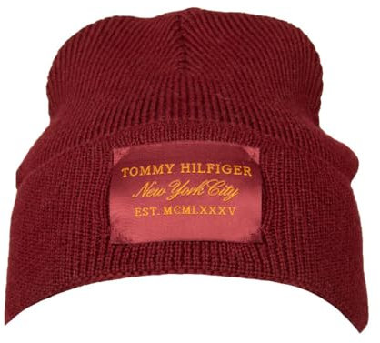 Tommy Hilfiger Herrenmütze Cap mit Umschlag und Logo aus Wollmischung Art. XM0XM02495, XJS Rouge, Einheitsgröße