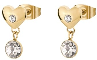 Brosway Orecchini Donna Pendenti in Acciaio | Orecchini Pendenti Con Cristalli E Simbolo Cuore | Collezione CHAKRA - BHKE177