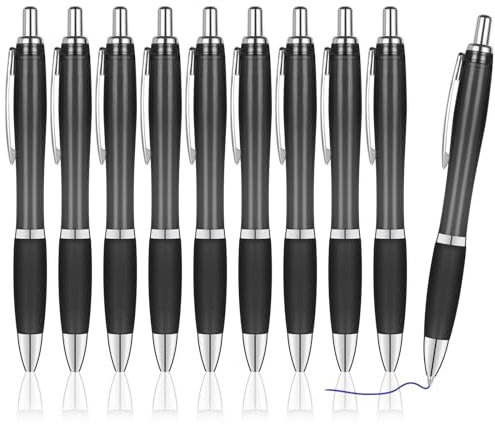 AUAUY 10 Stück Einziehbare Kugelschreiber, Bunt Tinte, Rutschfester | Druckkugelschreiber, Ergonomische Kugelschreiber, für Schule Büro Bedarf Geschenk Schreibtisch Mitarbeiter Abschluss Jubiläum