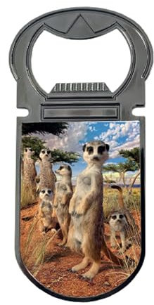3D LiveLife Flaschenöffner - Erdmännchen-Blick von Deluxebase Erdmännchen Magnetischer Getränkeöffner mit linsenförmigem 3D-Bild Kühlschrankmagnet Geschenke für Küche und Bar Zubehör