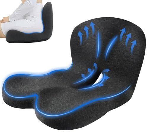 OWill Coussin Chaise Bureau, Coussin Coccyx, Réduire la Fatigue Coussin Ergonomique Assise, Coussin Sciatique, Coussin Hemorroide Favoriser Circulation Sanguine