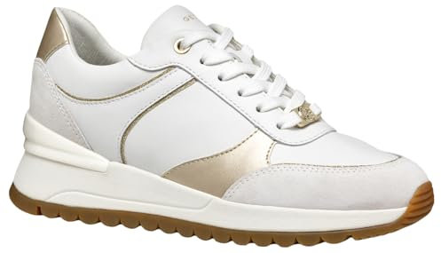 Geox D Desya A, Zapatillas Mujer, White Lt Gold, 35 EU