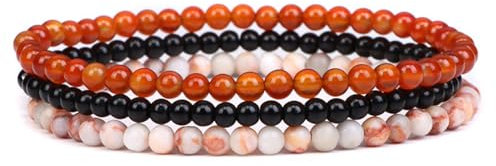 APMGONT Edelsteine Stretch Armband, 3 Stück Naturstein Perlen Stretch Armbänder, 4mm Damen Edelstein Armband, Chakra Armbänder Steine, Naturstein Armbänd Set für Frauen Männer Teens (E)