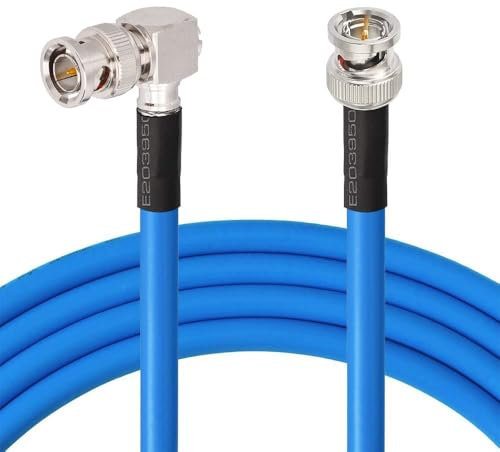 Superbat Câble SDI BNC Coudé 2m (Choix de longueur 30cm à 5m) 3G/6G/12G Belden 1694A 75ohm Mâle à Mâle Angle Droit Supporte 4K/8K pour Caméras et Broadcast et Studio (1 pièce)