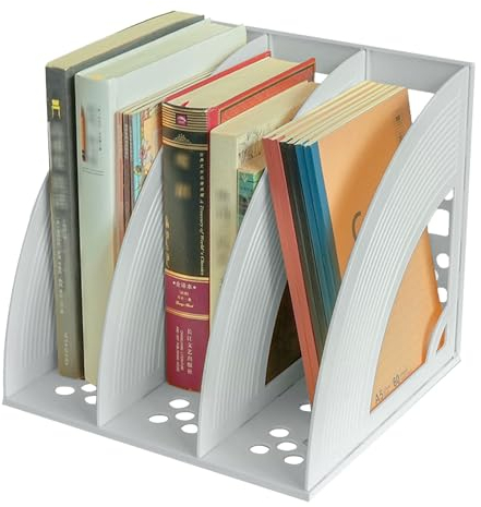 LdawyDE cartella in piedi A4 3 scomparti cartella in piedi organizer da scrivania in plastica portariviste stabile per riporre e organizzare in ufficio documenti e quaderni DIN A4