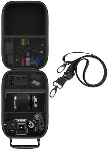 HESPLUS Hard Travel Carrying Case Compatible with Sony Alpha 7 II III IV/7R V/Sony a7 ILCE7M3 Full-Frame Mirrorless Camera and Cable, Charger, Battery, SD Card and Other Accessories, Black (Case Only)