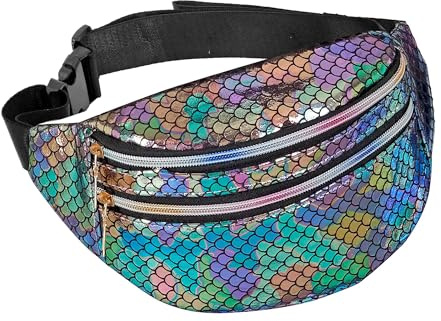 W WIDMANN MILANO Party Fashion - Holografische Gürteltasche | Bauchtasche, irisierendes Design für Festivals, Karneval und auffällige Party-Looks