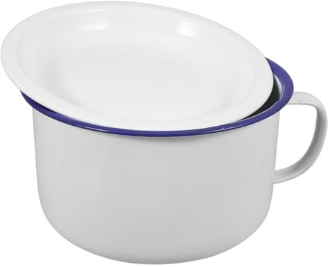 MAGICLULU Handled Enamel Bowl Retro Style Soup and Noodle Serving Bowl Multi-Functional Kitchen Tableware for Instant Noodles Rice and More Capacity for Home and Dining