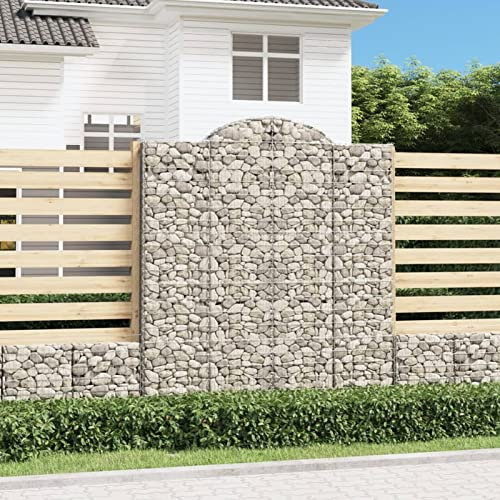 ShGaxin Gabione mit Hochbogen, Gabionenkörbe, Gabionen Hochbeet, Steinkorb, Gabionengitter, Kräuterspirale Für Garten, Drahtkorb Für Pflanzen, 200x30x220/240 cm Verzinktes Eisen