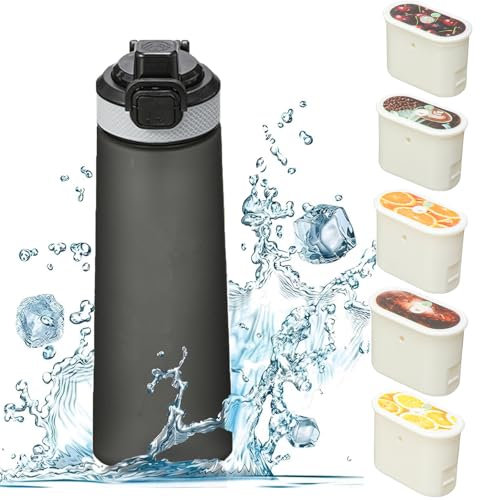 Sewinsling Bouteille d'eau Avec 5 Capsules de Saveur 700ml, Bouteille d'eau Parfumée aux Fruits, Tasse d'eau Parfumée, Tasse d'eau de Sport Adaptée pour les Sports de Plein Air