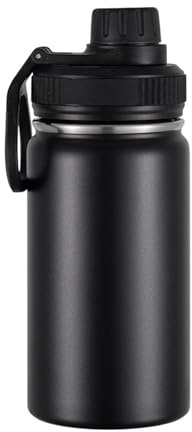 lopituwe Botella de agua pequeña de 100 ml con aislamiento de acero inoxidable, amplia, con boquilla a prueba de fugas, termo deportivo, taza de agua portátil, Negro