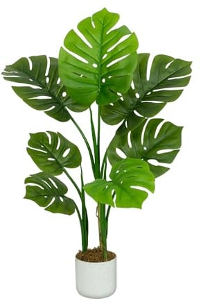 mcc direct Artificial Monstera Tree, 80cm Tall Large Decorative Artificial Plant with Plastic Planter and Artificial Moss for House Bedroom Office Garden Store Decoration