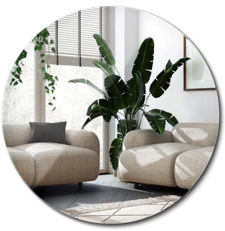 Spiegel Große Rund Ø 100 cm Runden Wandspiegel Minimalist Badezimmerspiegel Wandmontage Rahmenlos Dekoration Modern für Schlafzimmer Wohnzimmer Flur Wanddekoration