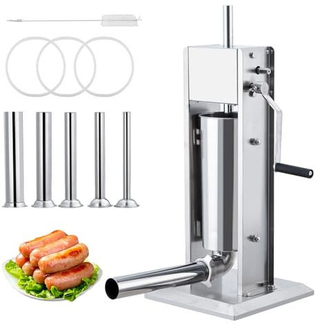 Sausage Stuffer, Manual 22LBS/10L Sausage Maker Machine, Meat Stuffer with Dual Speed, Stainless Steel Heavy Duty Sausage Filler with 4 Stuffing Tubes, for Commercial and Home Use