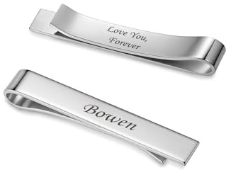 Jovivi Personalisiert Krawattenklammer mit Gravur Anpassen Text Edelstahl Krawattennadel Klassische Herren Krawattenklammer Klassisch hochwertiges Geschenk für Hochzeit, Verlobung, Valentinstag
