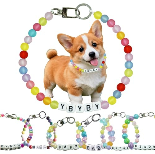 Collier de Perles personnalisé pour Chien, Collier de Couleur Bonbon avec nom, Bracelet d'amitié pour Chien, Chat, Animal de Compagnie