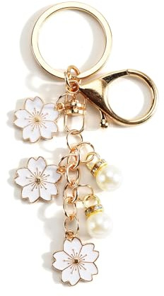 Porte-Clés Orné De Perles Et De Fleurs De Cerisier, Cadeau D'anniversaire Pour Femme, Petit Cadeau Pour Une Amie, Tendance Et Original, Coffret Cadeau Pour Un Anniversaire De Femme