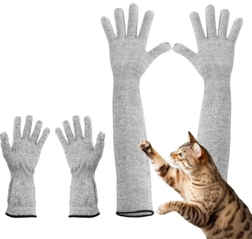 Cuyacili 2 Paar Bissfeste Handschuhe für den Umgang mit Tieren Tierpflegehandschuhe Anti-Biss Arbeitshandschuhe Schutzhüllen Umgang mit Katze/Hund/Schlange/Reptilien (20cm und 40cm)