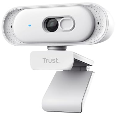 Trust Ovala 2K QHD Webcam PC con Microfono, Filtro Privacy, Bianco | 75° Angolo di Visione, USB-C/USB-A, Fuoco Fisso 30 FPS, Riduzione del Rumore, Videocamera PC Mac Windows Desktop Zoom Teams