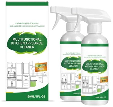 120ml Kitchen Cleaner Stain Remover Spray, All-Purpose Cleaner Degreaser, Heavy Duty Stain Remover Spray for Oven, Stove Top, Stainless Steel (White- 2PCS)