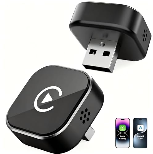 CarPlay sans Fil 2 en 1 pour Apple CarPlay/Android Auto avec USB-C/USB-A, Convertissez Le Filaire en sans Fil, Plug & Play, Compatible avec Les Voitures à partir de 2016 et iOS 10+ & Android 11+, Noir