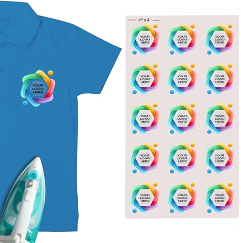 10 Pcs Custom Iron on Transfers 4 Inch Your Logo - Personalised Heat Transfer Sticker for T-Shirts Chest Logo Ready to Press (10)