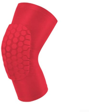 Ginocchiere sportive per basket, fitness, pallavolo; rotulla anti-collisione di qualità con assorbimento degli urti EVA, manicotto antiscivolo in silicone traspirante (M rosso)