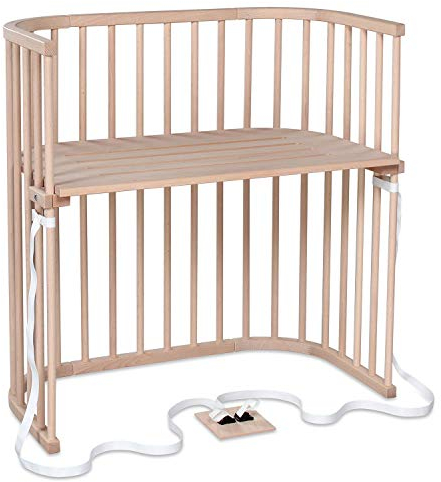 babybay Boxspring Beistellbett aus massivem Buchenholz / kompakt & verwandelbar / Kinderbett Höhe stufenlos verstellbar & umweltfreundlich / mitwachsendes Babybett (natur unbehandelt)