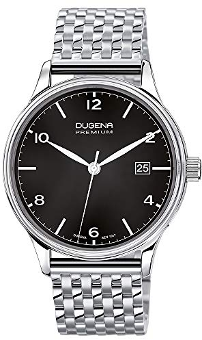 Dugena Herren-Armbanduhr 7090248 Minor, Quarz, schwarzes Zifferblatt, Edelstahlgehäuse, Saphirglas, Edelstahlarmband, Doppelfaltdrückerschließe, 5 bar