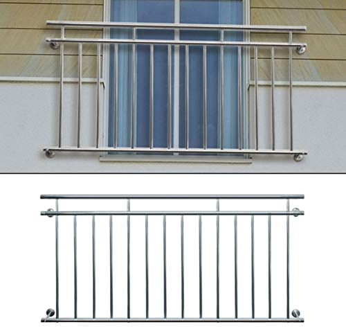 ECD Germany Ringhiera Balcone Francese 90 x 100 cm in Acciaio Supporto Finestre Bar Griglia Ringhiera Balcone alla Francese 900 x 1000 mm in Acciaio inox Ringhiera da Terrazze Finestre Casa