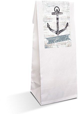 Logbuch-Verlag 10 Gastgeschenk Geschenktüten Anker maritim Tischkarten Geschenk Gäste give-away weiß blau Deko Verpackung Papierbeutel Lebensmittel 7 x 20,5 x 4 cm