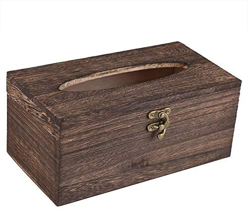 Fdit Scatola porta fazzoletti in legno retrò utile per bagno, camera da letto, ufficio, auto (#1) 22 x 12 x 10 cm